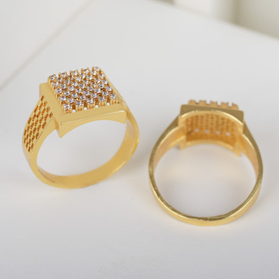 GORASH CREATION Alloy Cubic Zirconia Gold Plated Ring