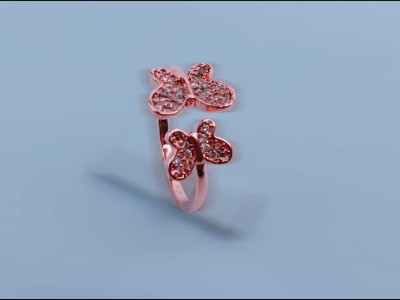 AVC girls ring butterfly, ring for girls , butterfly rose gold plated. Stainless Steel Zircon Gold Plated Toe Ring