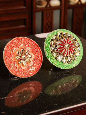 Kord Store Multicolor Meenakari Combo Finger Rings Set Of 2 Alloy Beads Gold Plated Ring Set