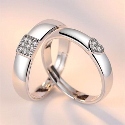 Inori Stainless Steel, Brass, Stone, Metal, Copper Cubic Zirconia, Crystal, Diamond Silver, Rhodium Plated Ring Set