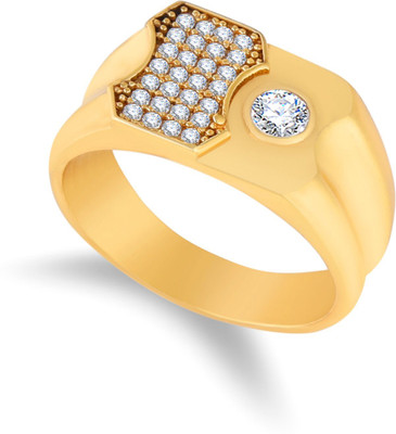 mahi creation Stainless Steel, Copper Cubic Zirconia Gold Plated Ring