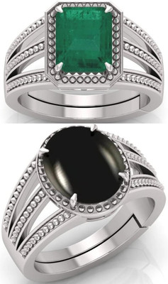 BHAIRAW GEMS Moonstone Stone Silver Adjustable Ring Stainless Steel Ring