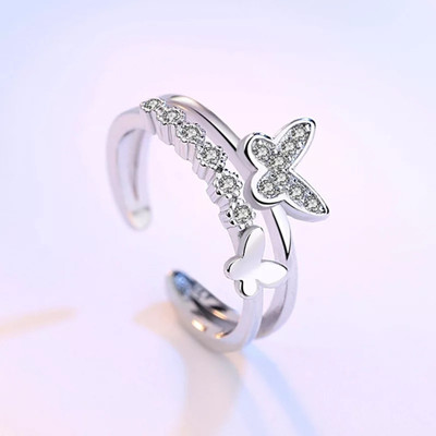 Yurii Double Butterfly Stainless Steel Ring
