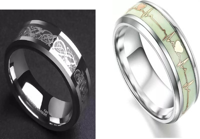 IGA COLLECTION Valentine Fashionable Stylish Trendy Look Smart Temperature & ECG Glow Ring Stainless Steel Titanium Plated Ring