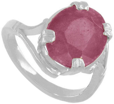 Gemzonite Original Ruby Stone Ring For Women & Men Brass Ruby Silver Plated Ring