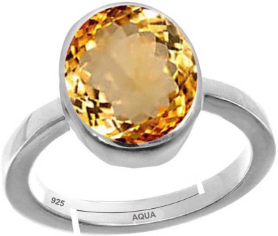 AQUAGEMS Citrine (Sunehla) 10.25 Ratti or 9.50 Ct Stone 925 Bis Hallmark Women Adjustable Sterling Silver Ring