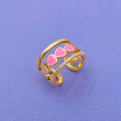 ZIVOM Heart Love Copper Cubic Zirconia Gold Plated Ring