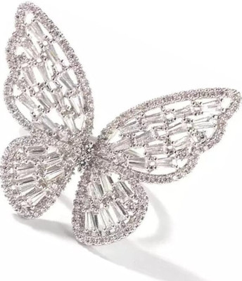 amar traders silver ring for girl Alloy Crystal Silver Plated Ring
