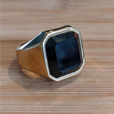 house of common Vedansh Enterprises Stylish Silver Plated Black Onyx Ring Alloy Onyx Sterling Silver Plated Ring