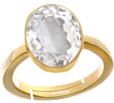 Suruchi Gems & Jewels Natural White Topaz 6.25 Ratti or 5.50 Ct Gemstone For Women 5 Metal Adjustable Alloy Ring