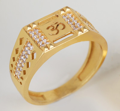 GORASH CREATION Brass Cubic Zirconia Gold Plated Ring
