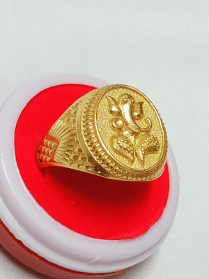 TMRcreation Fancy bappa owal ring for man and boys trending ring Brass Agate Gold Plated Ring