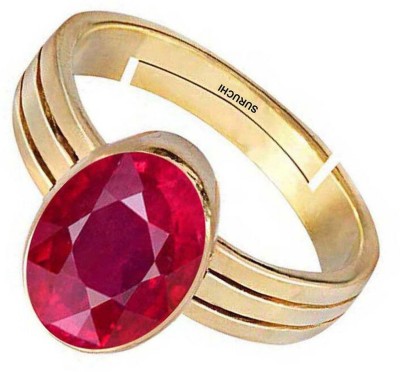 Suruchi Gems & Jewels Ruby (Manik) 7.25 Ratti or 6.5 Ct Gemstone Panchdhatu (5 Metal) Men Adjustable Stone Ring