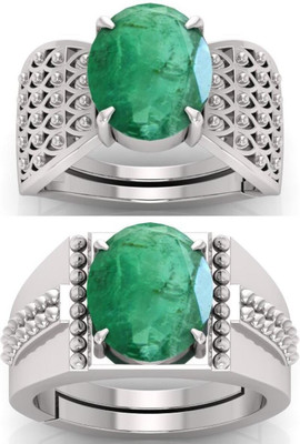 BHAIRAW GEMS Moonstone Stone Silver Adjustable Ring Stainless Steel Ring