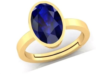 Aanya Jewels 7.25 Ratti Blue Sapphire Gold Plated Ring Panchdhatu Neelam Ring Brass Amethyst Gold Plated Ring
