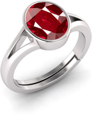 TODANI JEMS Natural 15.25 Ratti Ruby Manikya Ring With Lab Certificate Silver Ruby Sterling Silver Plated Ring