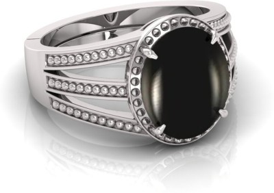 BHAIRAW GEMS Sulemani Hakik 8.32 Carat 9.25 Ratti Ring for Men and Women Brass Agate Silver Plated Ring
