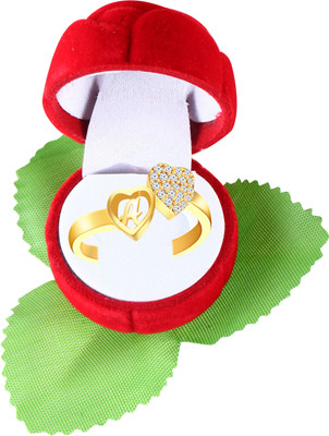 MEENAZ Rings for girls A alphabet valentine propose proposal lovers wedding anniversary Alloy, Metal, Copper, Crystal, Brass Crystal, Zircon, Diamond Gold Plated Toe Ring Set