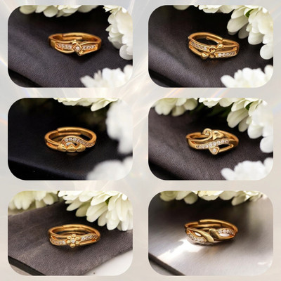 Hetshree Elegant Gold Combo Rings Collection Brass Diamond Gold Plated Ring