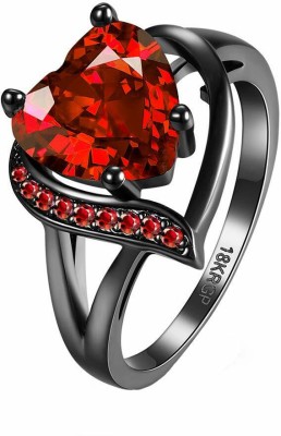 Fashion Frill Stylish Red Crystal Ring For Girls Heart Adjsutable Finger Ring For Women Gift Brass Crystal Silver Plated Ring