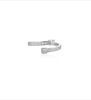 SILphony Silver Adjustable Wrap Ring Silver Cubic Zirconia Silver Plated Ring
