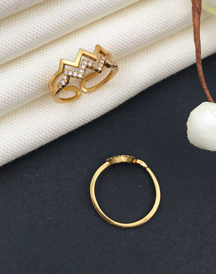 Mahi creations Brass Diamond Gold Plated Ring