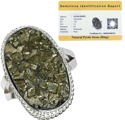 VIBESLE Pyrite Stone Original Ring - Certified Pyrite Ring for Women and Men Stone Crystal Ring