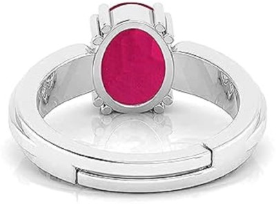 SIDHGEMS Sterling Silver Ruby Silver Plated Ring