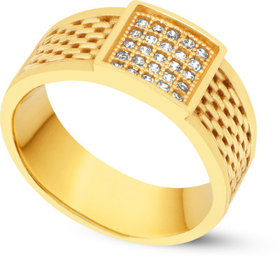 Mahi creations Brass Diamond Gold Plated Ring