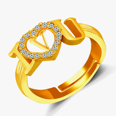 Divastri Alloy, Metal, Copper, Brass, Stone Crystal, Cubic Zirconia, Zircon, Diamond Platinum, Gold Plated Ring Set