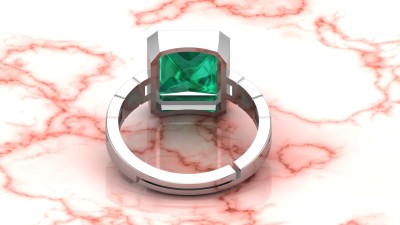 Sidharth Gems 6.25 Ratti 5.25 Carat Natural Emerald Panna Panchdhatu Silver Plating Ring Brass Emerald Rhodium Plated Ring