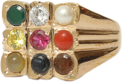 Naveen metal works Panchaloha/Impon Navaratna stone ring for Men and Women Alloy Diamond Ring