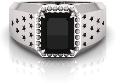 ShreeBalaji 7.25 ratti black star choki s Brass Agate Silver Plated Ring