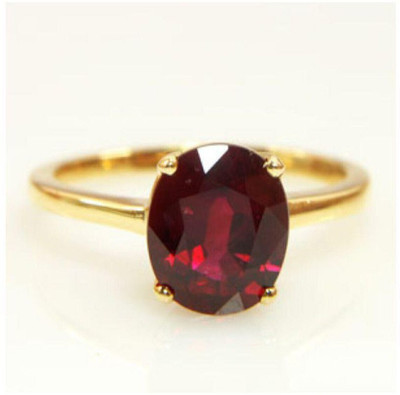 Gemzonite Ruby / Manik Ring with natural ruby gemstone certified ruby ston ring Brass Ruby Gold Plated Ring