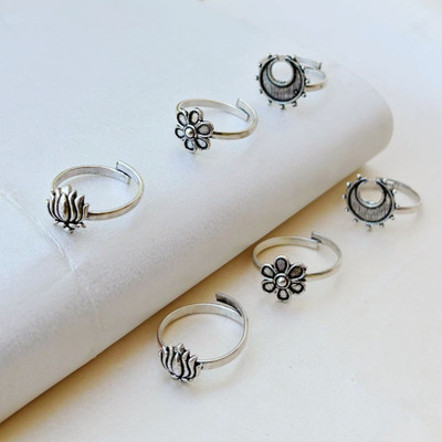 UnfoldSelf Pack of 3 Pairs of Toe Rings Alloy Toe Ring Set