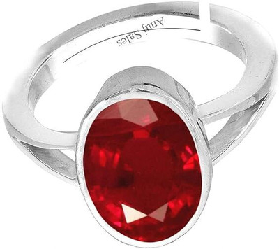 KUSHMIWAL GEMS 11.25 Ratti 10.25 Crt Natural Ruby Stone Manik Ring Adjustable Panchdhatu Ring Brass Ruby Silver Plated Ring