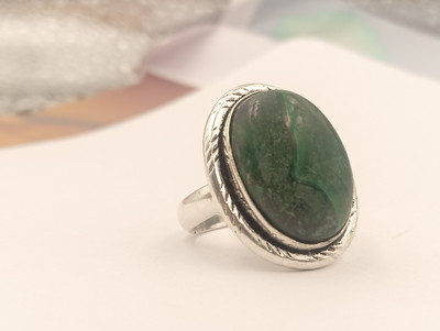 ShrimJewels Bohemian Ethnic Finger Ring for Meditation, Energy Balance & Fashion Brass Malachite Rhodium Plated Ring