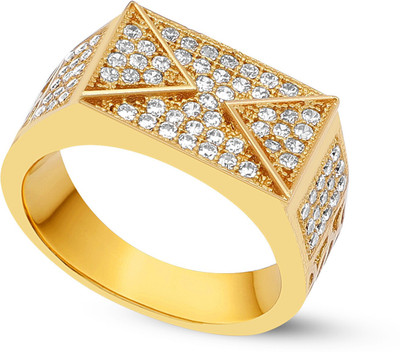 mahi creation Brass Diamond Gold Plated Ring