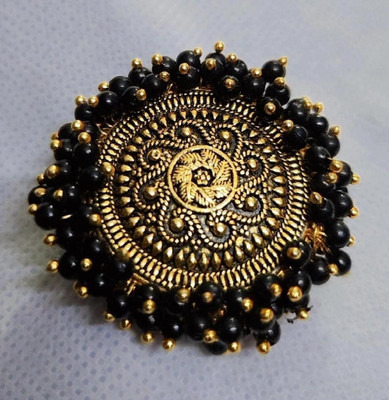 Simmi Collection GlowGift Gold Plated Black Ring Brass Gold Plated Ring