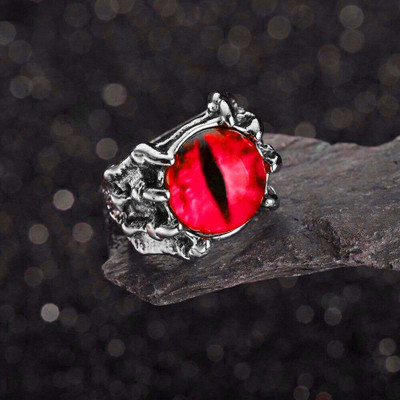 Deevora Dragons Eye Ring, Devil Eye Ring, Eye Ring, Evil Eye Ring Adjustable Unisex Ring Stainless Steel Silver Plated Ring