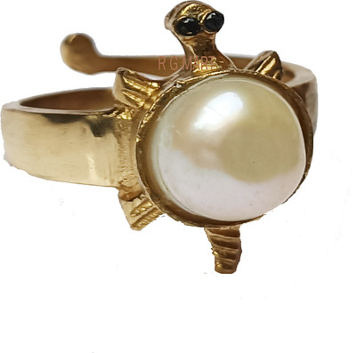 R G MART Ashtadhatu Tula (Libra) Rudraksha With Para Rashi Yantra Gold Plated Ring Brass Gold Plated Ring