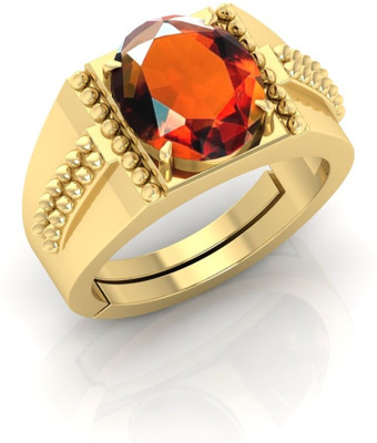 Pranjal Gems Metal Garnet Gold Plated Ring