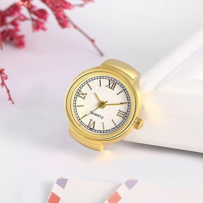 Fashion Frill Ring Watch For Women Roman Stylish Strachable Gold Ring For Women Girls Stainless Steel Gold Plated Ring