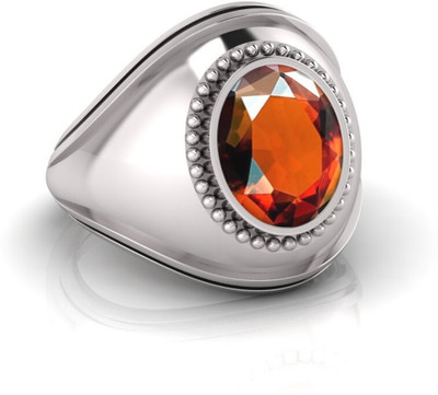 TODANI JEMS 7.25 Ratti Gomed Gemstone Adjustable Ring With Lab CertificateBP Silver Garnet Ring