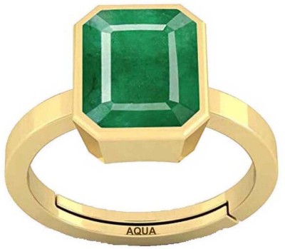 AQUAGEMS Emerald (Panna) 10.25 Ratti or 9.50 Ct Gemstone For Men Five Metal Adjustable Metal Ring