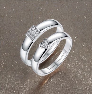 Crazy Fashion Stainless Steel Cubic Zirconia Silver Plated Ring