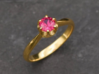 Gemzonite Natural Ruby Stone Ring Lab Certified Adjustable Ring For Women & Men Brass Ruby Ring