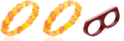 Dynamic Retail Global Set of 3 Ring for Men, Multicolor-Brown Alloy Ring
