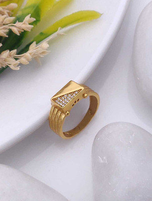 Mahi creations Gold Plated Diamond Wedding,Partywear ring-131 Brass Diamond Gold Plated Ring