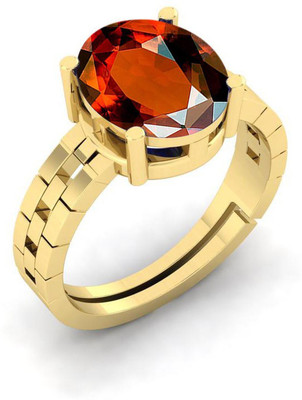 Gemzonite Hessonite Ring With Natural Garnet/Gomed Stone Lab Certified Brass Garnet Ring